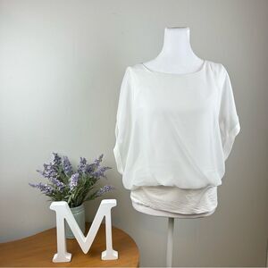 The Limited White Ruched banded Hem blouse - Size Small - EUC